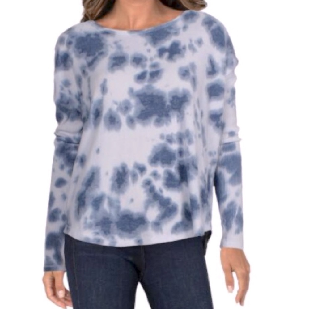 NWT Theo & spence blue tie dye long sleeve sweater with ribbed sleeves XS WOMEN